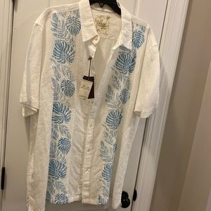 Tasso Elba Island Mens XXL Linen Cotton Blend Tropical Button Down Shirt